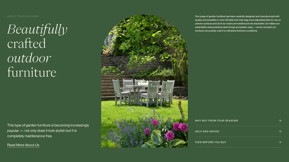 Layout of the 'About Us' section on the Four Seasons website.